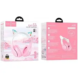 Навушники бездротові Hoco Cat Ears BT Headphones W42 з вушками біло-рожеві - мініатюра 2