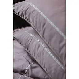 Комплект постільної білизни Ecotton Premium Stucco євро сатин вишивка з кантом бузковий (25092) - мініатюра 10