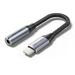Перехідник Lightning to 3.5mm 0.1m cotton braided aluminum gray Vention (BMBHA)