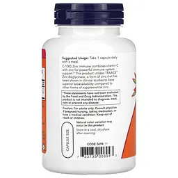Вітамін С та цинк NOW Vitamin C-1000 & Zinc Immune, 90 вегакапсул для покращення  імунної системи - мініатюра 3