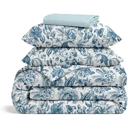 Комплект постільної білизни Cosas євро з простирадлом на резинці SWEDISH FLORAL CS1 200 x 220 см (FlowersYardBlueWhite_El160-58LightBlue_200)