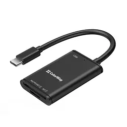 Кардридер USB ColorWay '3-in-1', чорний, Type-C 3.1 - microSD/SD/USB 3.0 (CW-CR-02)