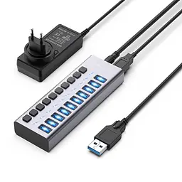 USB-хаб Acasis HS-710MG 10Gbps на 10 портів USB 3.1 з окремими перемикачами (Сірий)