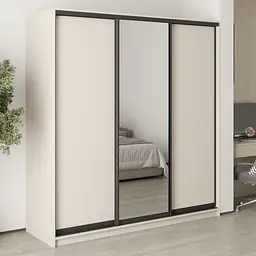 Шафа-купе тридверна MebelStar Стандарт BG 2ДСП/Дзеркало 200x45x210 см Кашемір (MBS-8366)