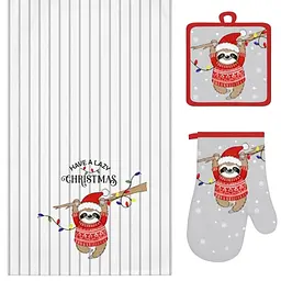 Подарунковий набір для кухні Ardesto Christmas Sloth сірий 3 шт. (ART14SLP)