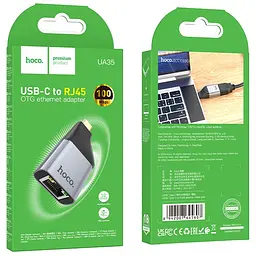 Перехідник Hoco UA35 Type-C to RJ45 Metal grey - мініатюра 6