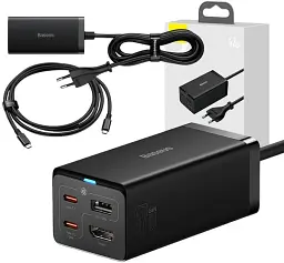 МЗП Baseus GaN5 Pro Desktop Fast Charger 1USB+2Type-C+HDXiaomi 67W with 1.5m Power Cord CCGP110201 Black - мініатюра 5