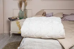 Ковдра Novita двоспальна 172х205 см вовняна стьогана бязь бежевий 20-0256 Ivory paste (22072)
