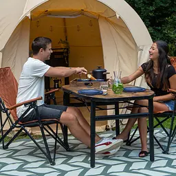 Складний стіл Bo-Camp Melrose Oval 120x80 cm Black/Wood look (1404220), Коричневий - мініатюра 5
