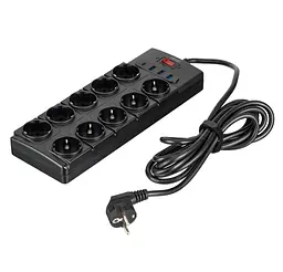 Мережевий фільтр-подовжувач 2E SP-10M-3USB-BK 3 м, 10xТип F, 16 А, 3xUSB-A, 1xUSB-C - мініатюра 2