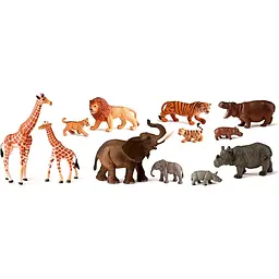 Набір фігурок диких тварин Miniland Wild Animals with Babies, 12 шт. (25137)