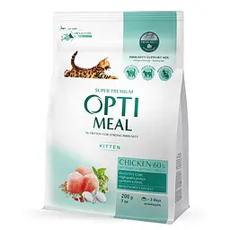 Сухий корм для кошенят Optimeal Kitten з куркою 200 г B1890001