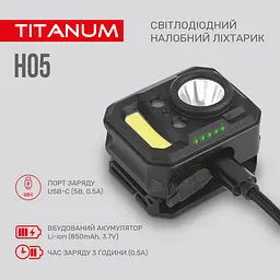Налобний світлодіодний ліхтарик Titanum TLF-H05, 250Lm 6500K (27328-000) - мініатюра 8