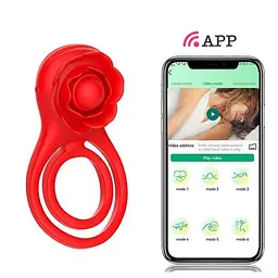 Віброкільце Love Spouse Троянда з Bluetooth 10 режимів силіконове Чорне - мініатюра 2