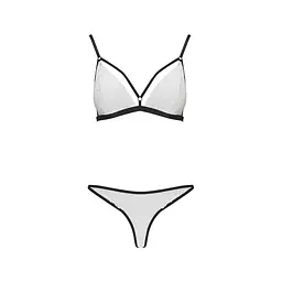Комплект білизни Passion ORIHIME SET S/M, white, стрепи, ліф і трусики - мініатюра 3
