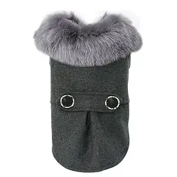 Пальто з хутряним коміром для собак Derby Grey, 2XL - мініатюра 2