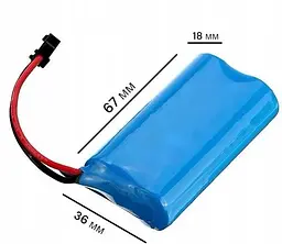 Акумулятор 18650 7.4V 2900 mAh з конектором JST SM-2P для дитячих іграшок та радіокерованих моделей (18855) - мініатюра 4