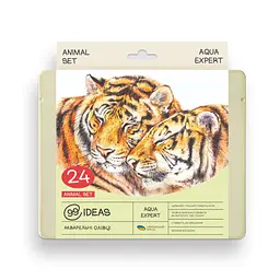 Набір олівців акварельних 99IDEAS "Aqua Expert" 24 кольори, Animal Set, металева коробка, 99AE-24ANIM