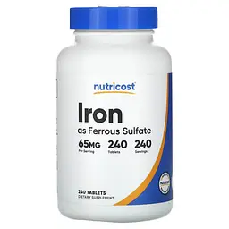 Железо Iron 65 mg 240 Tablets Nutricost vit0005974