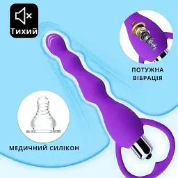 Анальна пробка I’MCUM HeartBeads Силіконова 10 режимів вібраціїї Фіолетова (IM-KGS216) - мініатюра 3