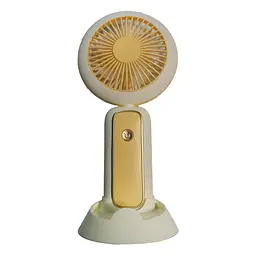 Акумуляторний мінівентилятор Mini Portable Fan 3 Вт, жовтий, вентилятор із підсвіткою і тримачем для телефона