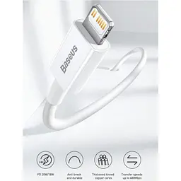 Кабель Baseus Superior Series USB-C to Lightning 20W 0.25m White (CATLYS-02) [111359] - мініатюра 7