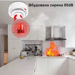 Комплект з 2х wifi датчиків диму (пожежних датчиків) з сиреною Nectronix YG400A, додаток Tuya smart (101144) - мініатюра 5