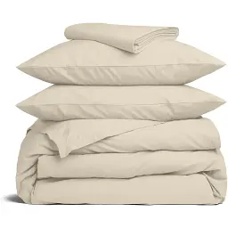 Комплект постільної білизни Cosas євро з простирадлом на резинці BISCUIT CS3 200 x 220 см (Ranfors_Beige_El160-Beige_200)