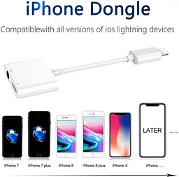 Адаптер Lightning 2в1 для iPhone з AUX 3.5 мм та портом зарядки - мініатюра 6