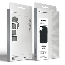 Силиконовый чехол для Apple iPhone 16 Plus, ICON2 Case, черный, противоударный, панель, защита всего корпуса, матовая поверхность Soft Touch, выступает над дисплеем, совместим с защитными стеклами и пленками, с микрофиброй, ArmorStandart (ARM78623) - мініатюра 9