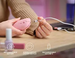 Миша Trust Puck Rechargeable Wireless Ultra-Thin Silent Pink (24125) [93106] - мініатюра 7