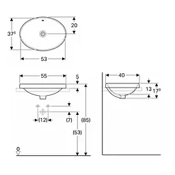 Умивальник Geberit Variform 55x40 Білий 500.717.01.2 - мініатюра 2