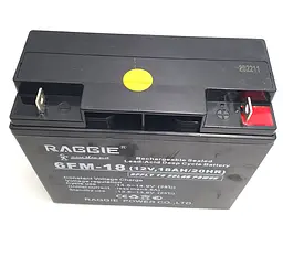 Акумуляторна батарея до ДБЖ 12В 18Ач акумулятор AGM 12v 18A RAGGiE 6FM-18 (12V,18AH/20HR) - мініатюра 4