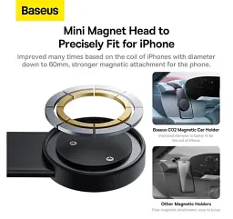 Автомобільний тримач холдер Baseus C02 Magnetic Phone Holder SUCC000201 Black - мініатюра 5