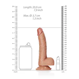 Фалоімітатор RealRock Curved Realistic Balls 7" 18 см (бежевий) - мініатюра 7