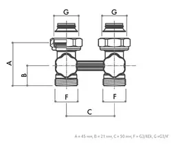Вузол нижнього підключення Luxor M 176 прохідний 3/4"х3/4" 30412 - мініатюра 2