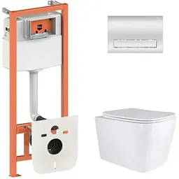 Набір Q-tap Nest 4 в 1 підвісний унітаз Tern Ultra Quiet 525x345x360 + комплект інсталяції QT17332303AW47510