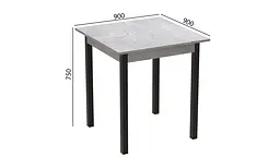 Стіл кухонний Ferrum-decor Дієго 75x90x90 Чорний ДСП Бетон 16мм (FRD-105581) - мініатюра 2