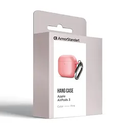 Силіконовий чохол для навушників Apple AirPods 3, Hang Case, рожевий, ультратонкий захисний кейс товщиною 2 мм, захист від подряпин, пилу та ударів, компактний, з карабіном для кріплення, ArmorStandart (ARM60320) - мініатюра 8