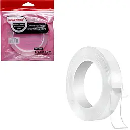 Скотч двосторонній NANO Tape 1,2см*3м HP1629 прозорий