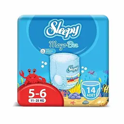 Підгузки-трусики для купання Sleepy Swimming 5 (junior) - 6 (XL) (11-25 кг) 14 шт. памперси для купання