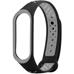 Ремінець для фітнес-браслета MiJobs для Xiaomi Mi Band 3 і 4 Nike design чорний з сірим