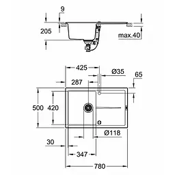 Кухонна мийка Grohe Sink K400 31639AP0, Чорний - мініатюра 2