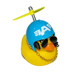Качечка жовта в машину в шоломі Капітан Америки качка з окулярами в авто на торпеду - мініатюра 4