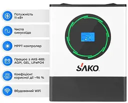 Інвертор Sako 11kW SUNPOLO-11K 11KW/48V+150A MPPT S2 42-00168 11000 Вт (42-00168) - мініатюра 10