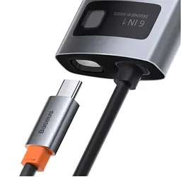 Хаб - конвертер Baseus Metal Gleam Series 6-in-1 Type-C Hub Docking Station CAHub-CW0G - мініатюра 4