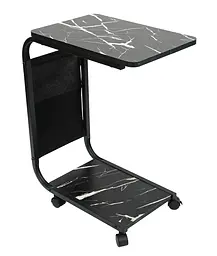 Приставний столик на колесах Fabrika BRAIN Marble Black  - мініатюра 3