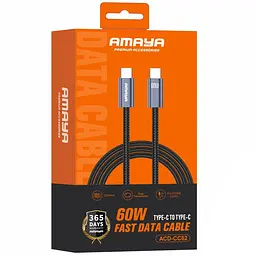 Дата кабель Amaya CC62 Type-C to Type-C 60W (2m) Gray - мініатюра 2