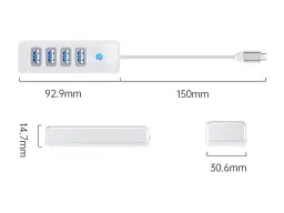 USB-хаб Orico PW4U-U3-015-WH-BP (CA914869) - мініатюра 3