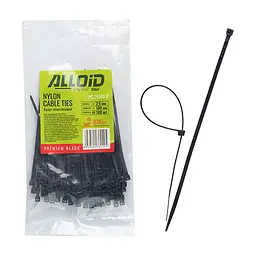Стяжка Alloid 2.5х100мм, пластик, 100шт./уп., чорний (PC-25100B)